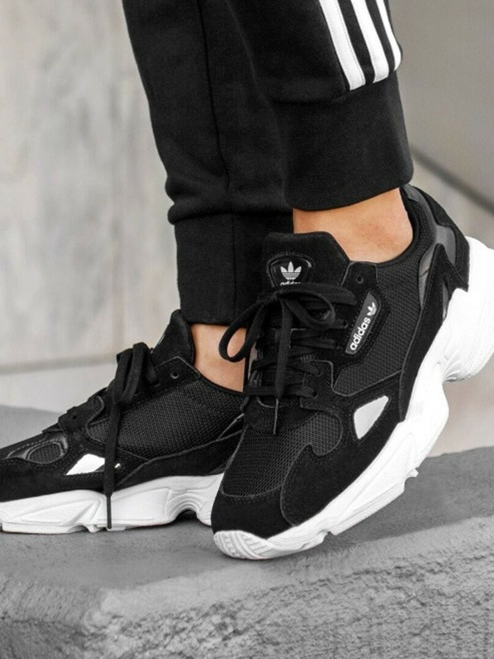 Adidas Women’s Falcon Black and White Running Sneakers